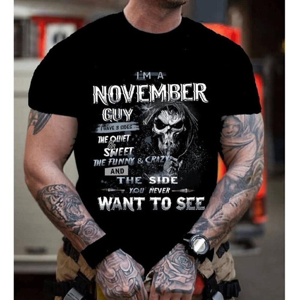Im A November Guy Three Sides Birthday Retro T-Shirt